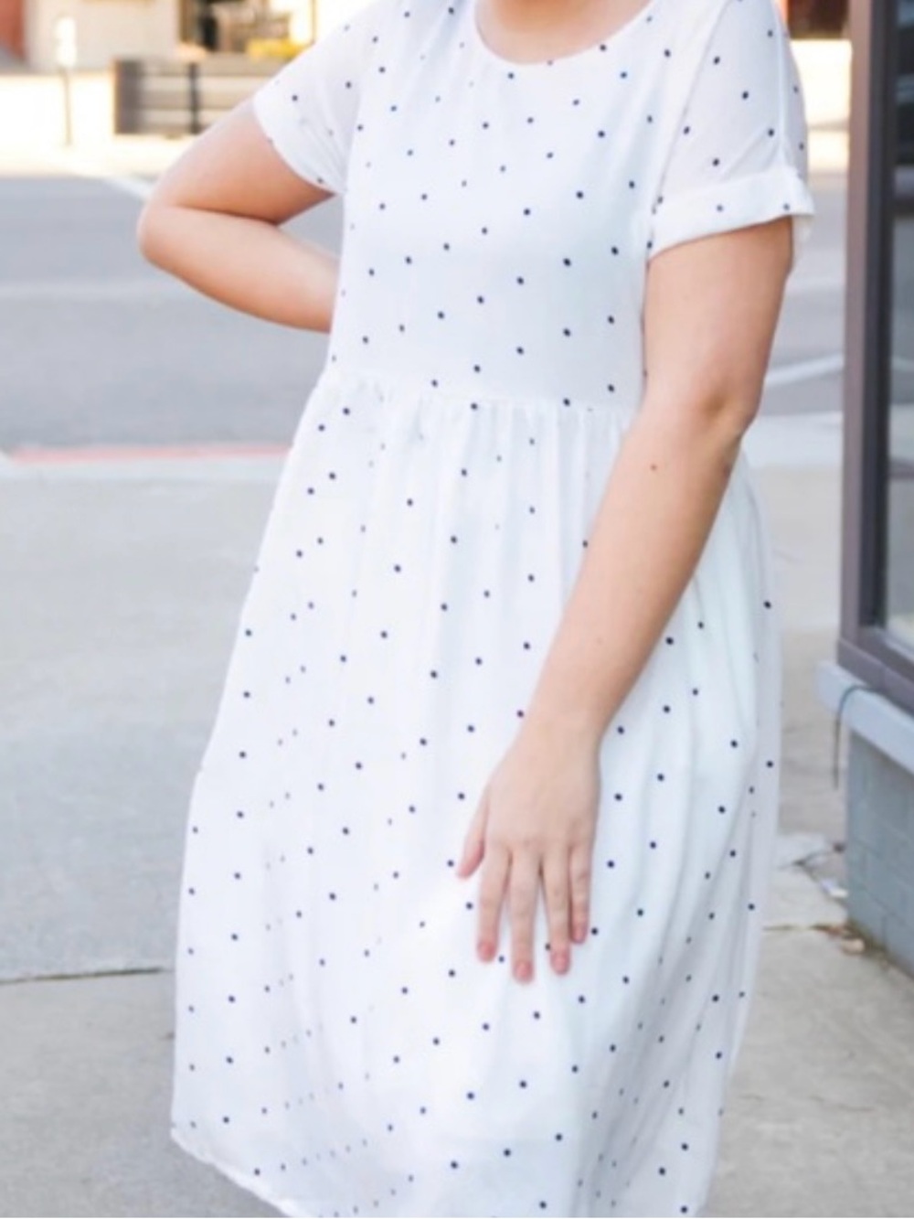 Roolee White Midi Dress with Black Polka Dots